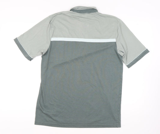 Carabou Men's Green Large Polo, Striped Cotton