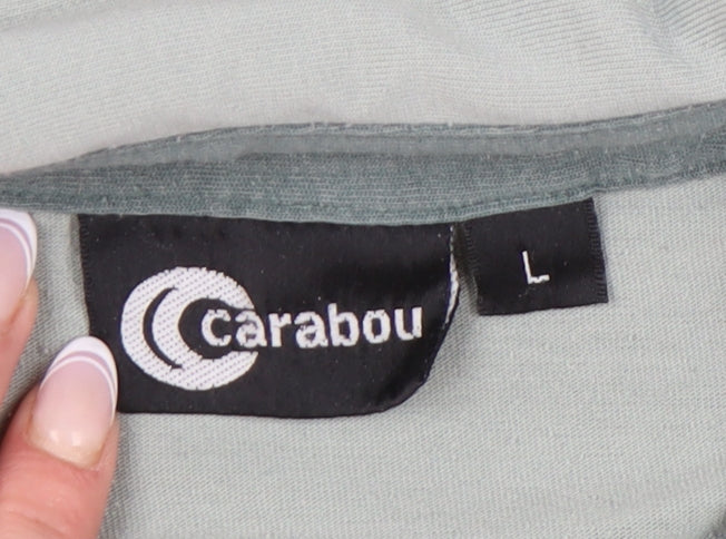 Carabou Men's Green Large Polo, Striped Cotton