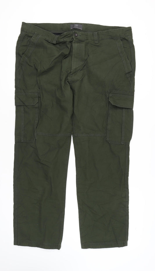 Marks and Spencer Men's Green Cargo Trousers Size XL