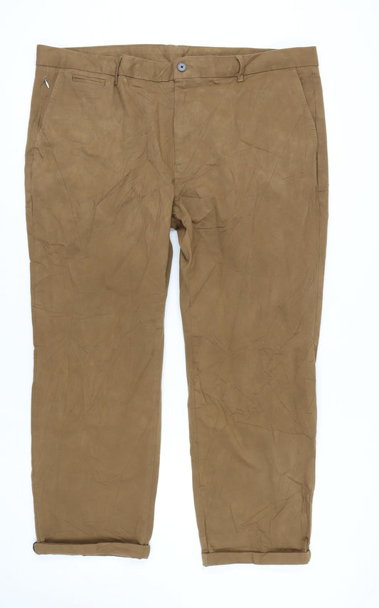 Marks and Spencer Men's Brown Chino 44 Regular Trousers
