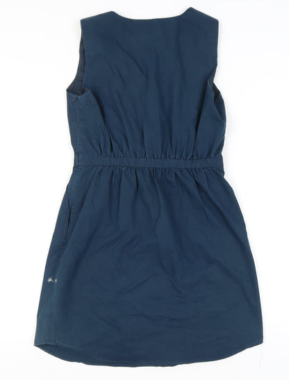 Reiss Women's Blue A-Line Sleeveless Embroidered Dress