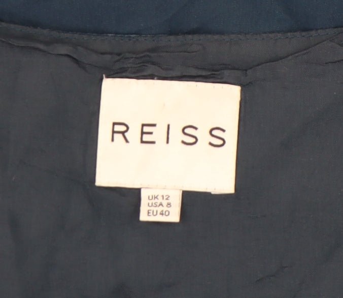 Reiss Women's Blue A-Line Sleeveless Embroidered Dress