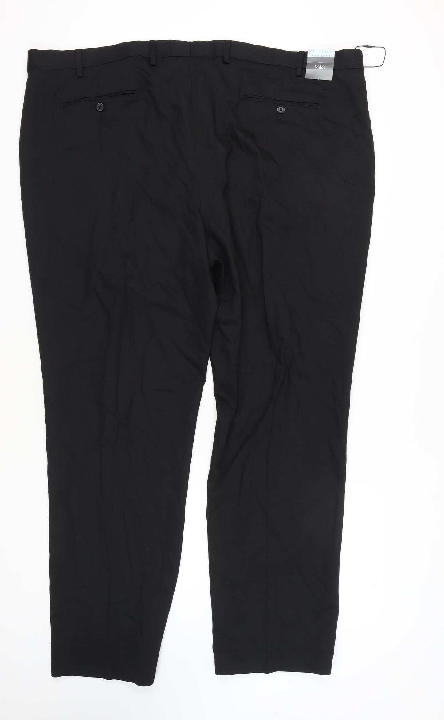 Marks & Spencer Men's Black Regular Fit Trousers