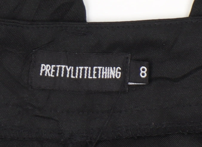 Womens UK Size 8 PRETTYLITTLETHING Relaxed Fit Cargo Black Trousers