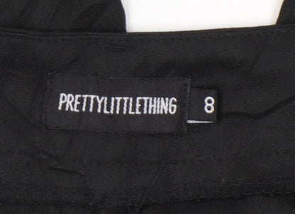 Womens UK Size 8 PRETTYLITTLETHING Relaxed Fit Cargo Black Trousers