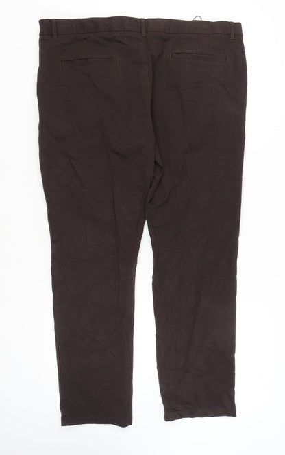 Marks and Spencer Men's Brown Trousers, 42, Flat Front