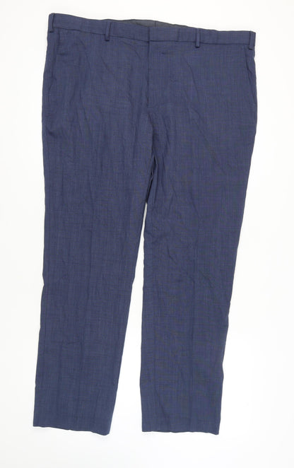 Marks & Spencer Men's Blue Regular Fit Trousers