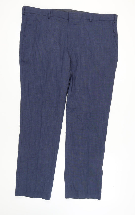 Marks & Spencer Men's Blue Regular Fit Trousers