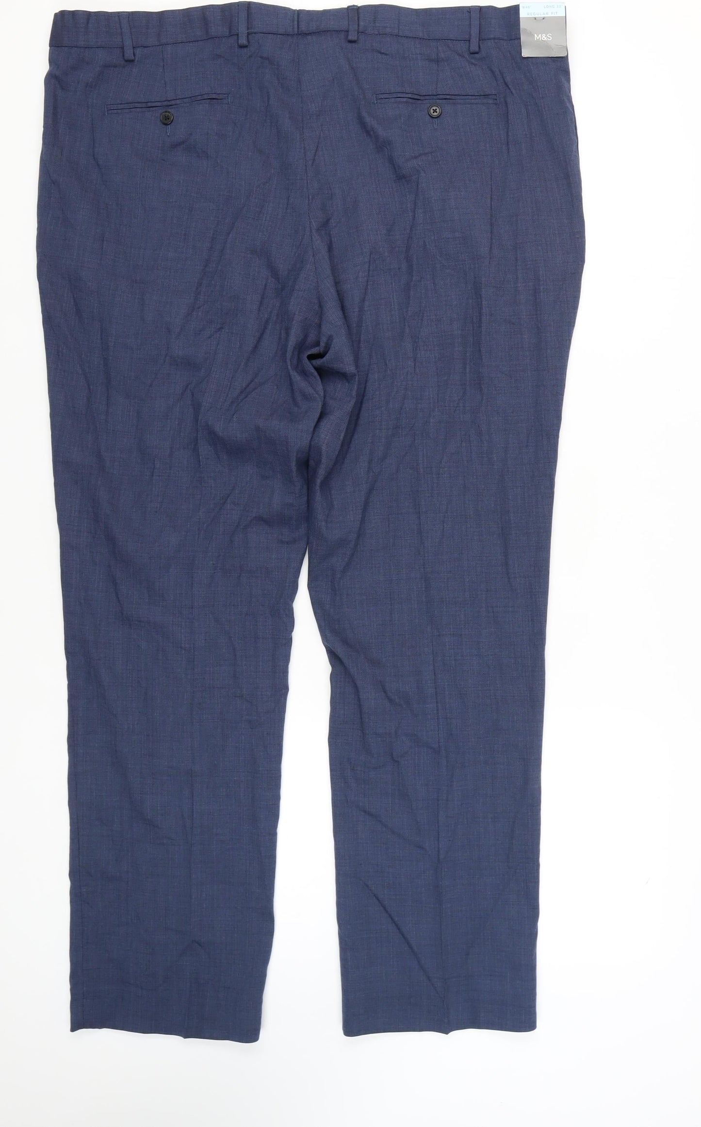 Marks & Spencer Men's Blue Regular Fit Trousers