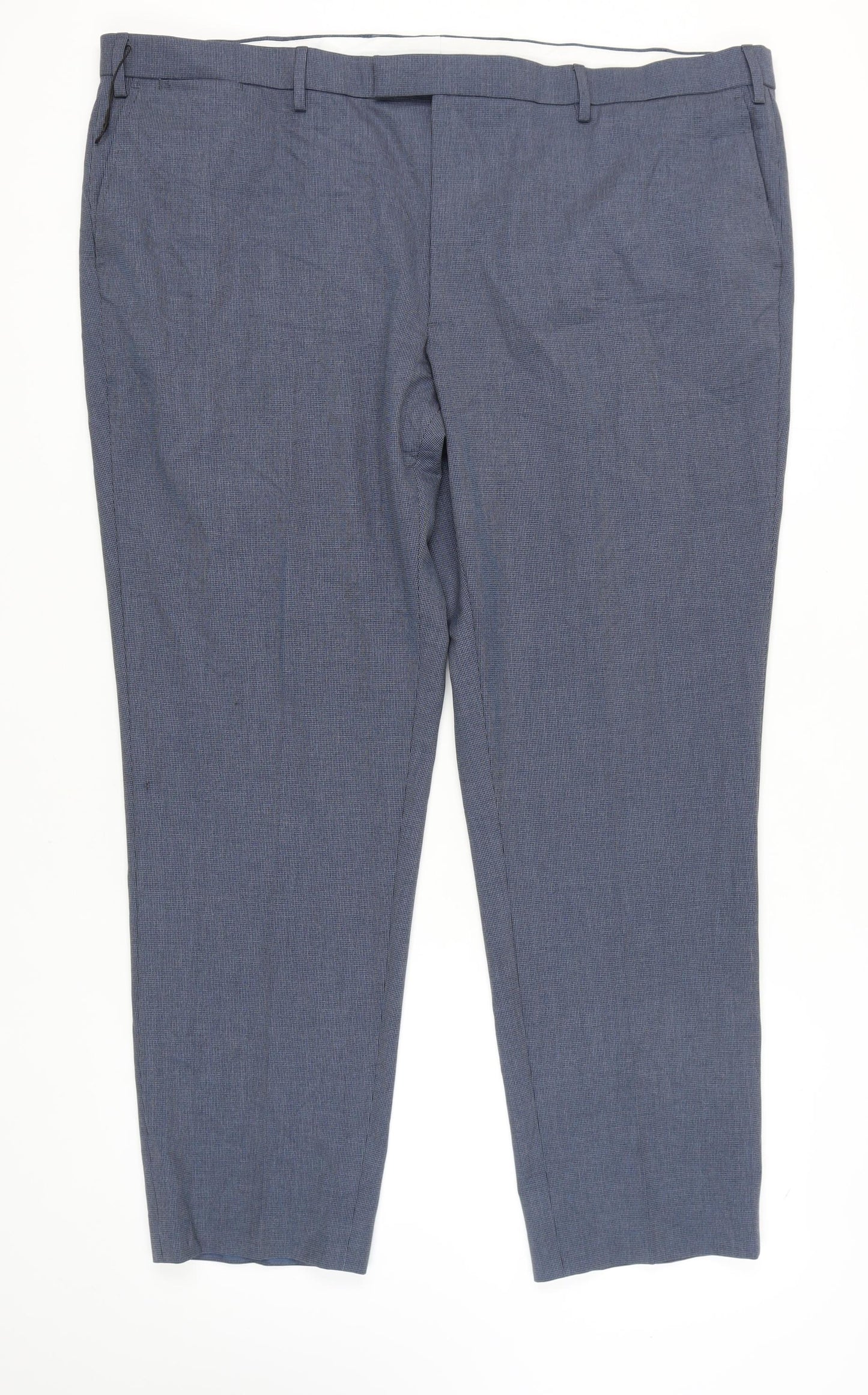 Marks and Spencer Men's Blue Check Trousers, Size 48