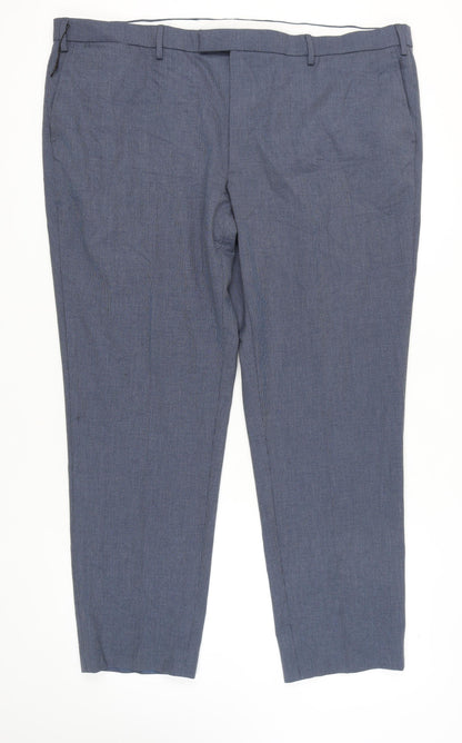 Marks and Spencer Men's Blue Check Trousers, Size 48