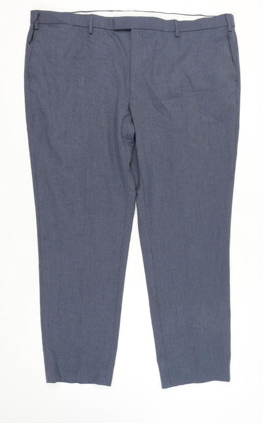 Marks and Spencer Men's Blue Check Trousers, Size 48