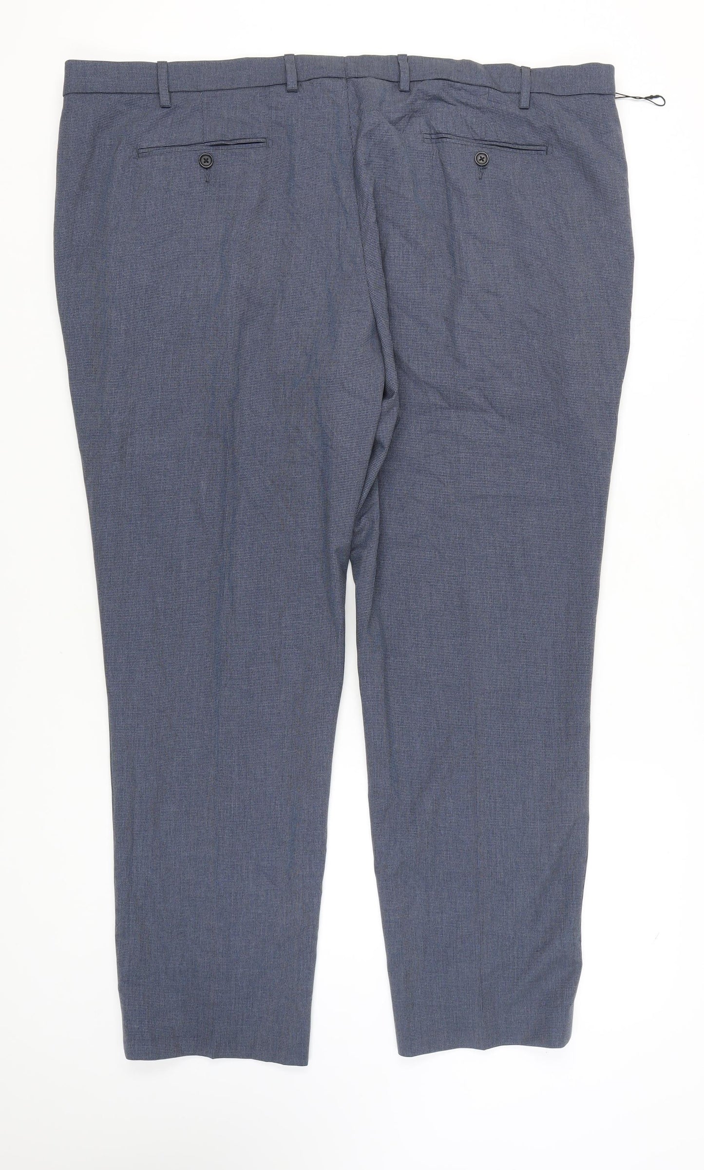 Marks and Spencer Men's Blue Check Trousers, Size 48