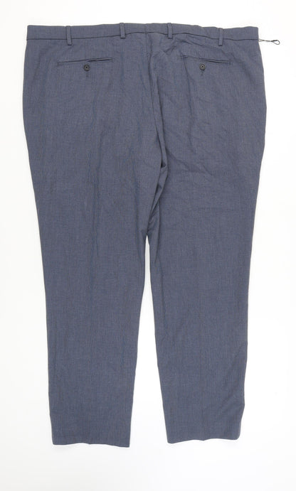 Marks and Spencer Men's Blue Check Trousers, Size 48