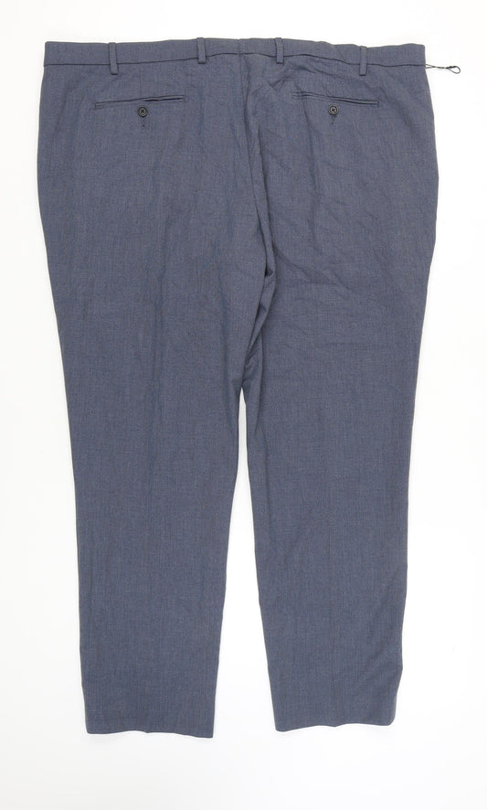 Marks and Spencer Men's Blue Check Trousers, Size 48