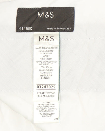 Marks and Spencer Men's Blue Check Trousers, Size 48