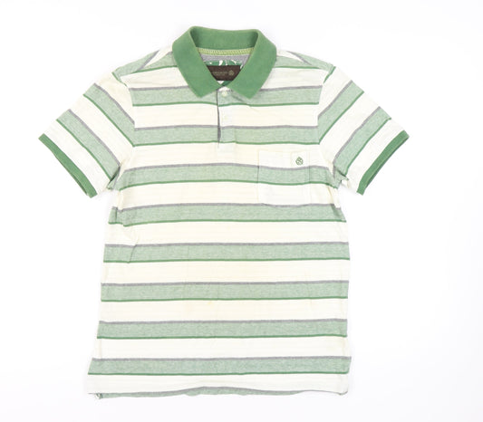 St. George by Duffer Men's Green Striped Polo M