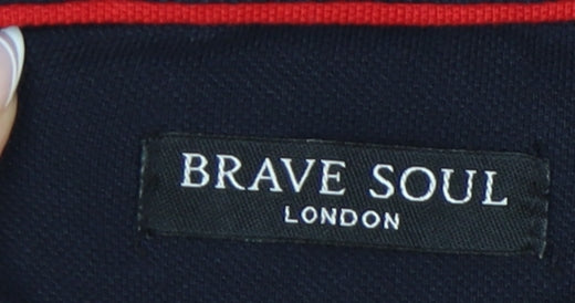 Brave Soul Men's Blue Polo M Short Sleeve Casual