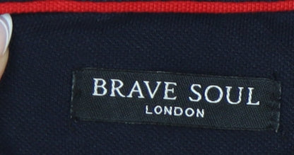 Brave Soul Men's Blue Polo M Short Sleeve Casual