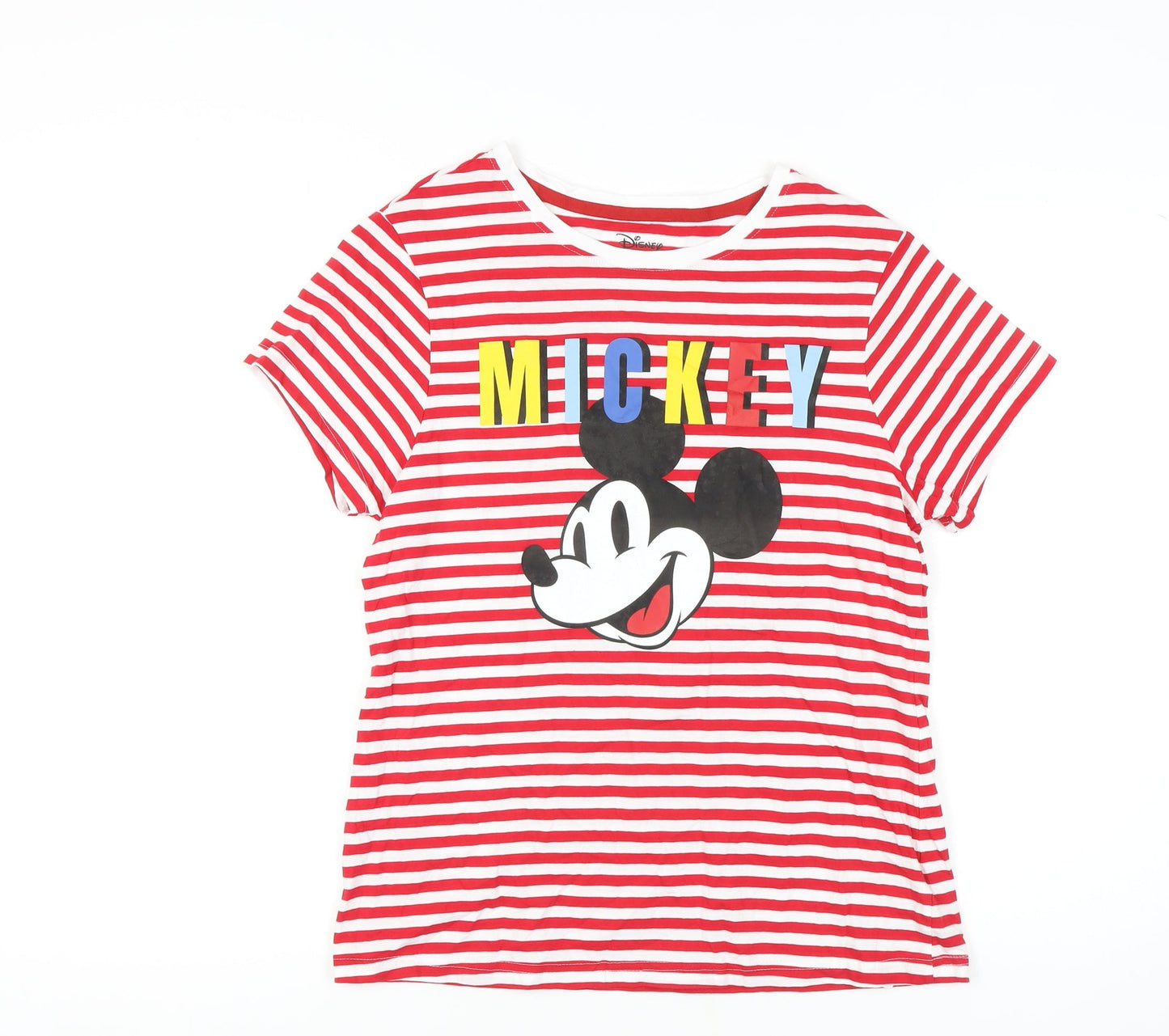 Womens UK Size S Disney Red Basic T-Shirt
