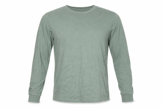 Front view of J.Crew Men's Green Cotton Long Sleeve T-Shirt S