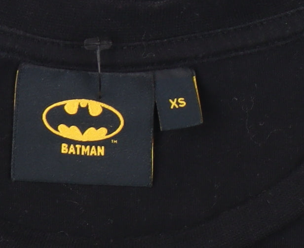 Unisex Adults UK Size XS Batman Black Basic T-Shirt