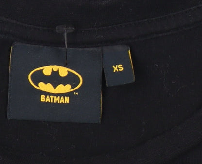 Unisex Adults UK Size XS Batman Black Basic T-Shirt