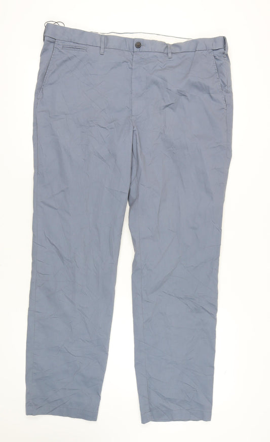 Marks and Spencer Men's Blue Chino Trousers, 42 Regular