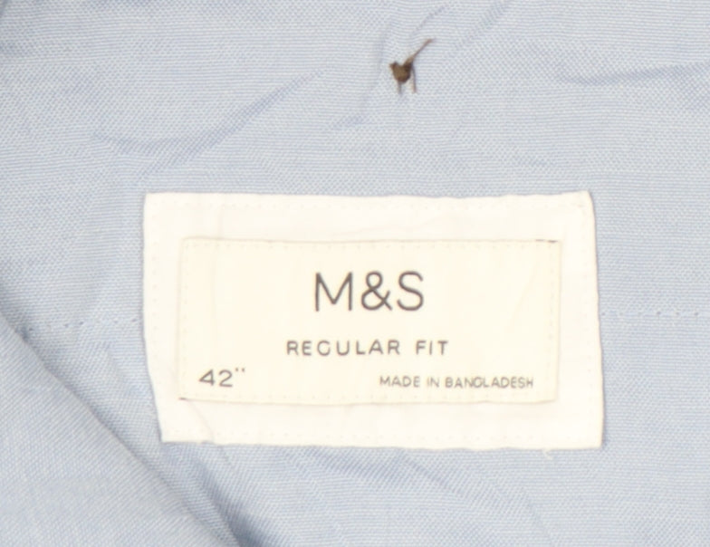 Marks and Spencer Men's Blue Chino Trousers, 42 Regular