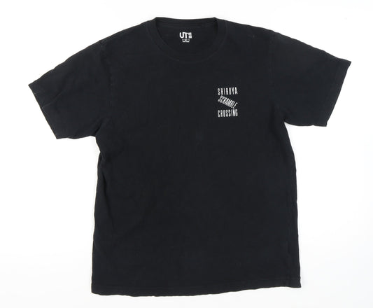 Uniqlo Men's Black City Graphic T-Shirt M Regular Fit