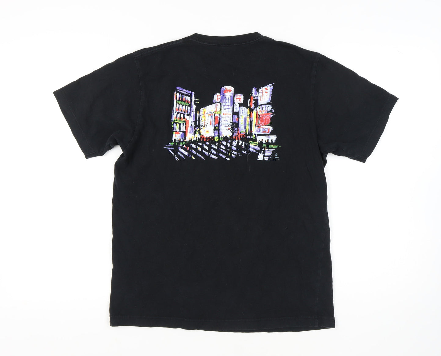 Uniqlo Men's Black City Graphic T-Shirt M Regular Fit