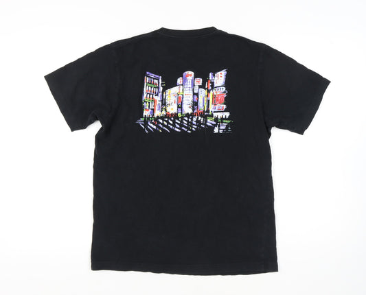 Uniqlo Men's Black City Graphic T-Shirt M Regular Fit