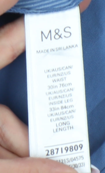 Marks and Spencer Men's Blue Chino Trousers, 30 in Waist