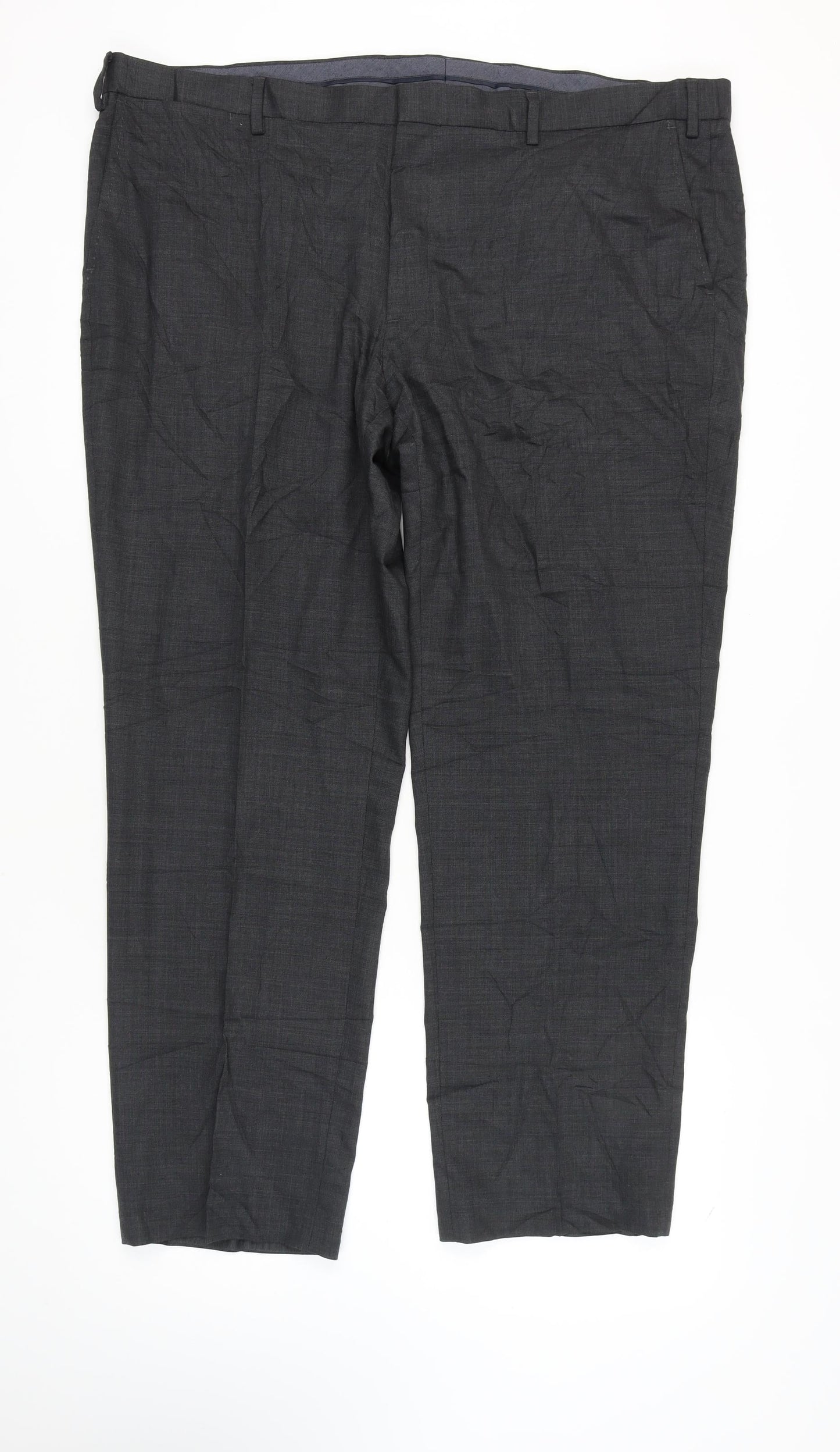 Marks and Spencer Men's Grey Regular Fit Trousers, Size 46