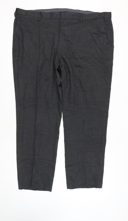 Marks and Spencer Men's Grey Regular Fit Trousers, Size 46