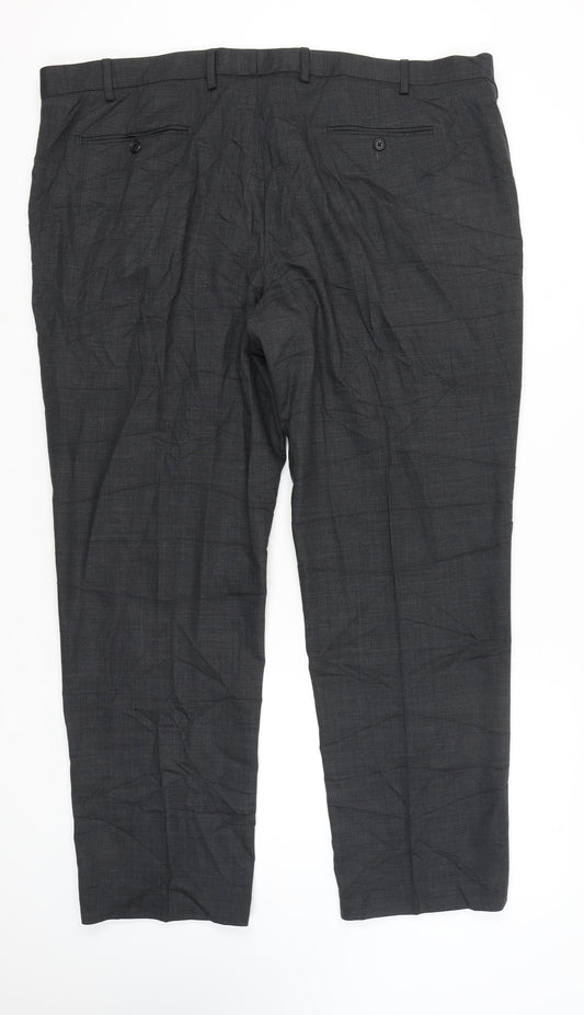 Marks and Spencer Men's Grey Regular Fit Trousers, Size 46