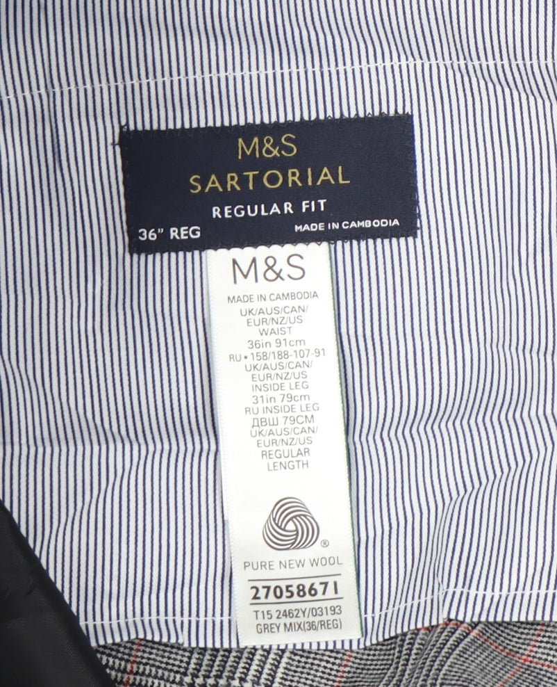 Marks and Spencer Men's Multicoloured Check Trousers