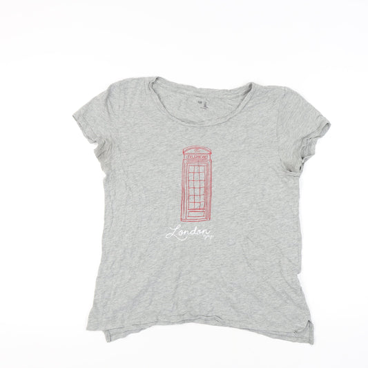 Gap Women's Grey T-Shirt M Basic City Style Embroidery