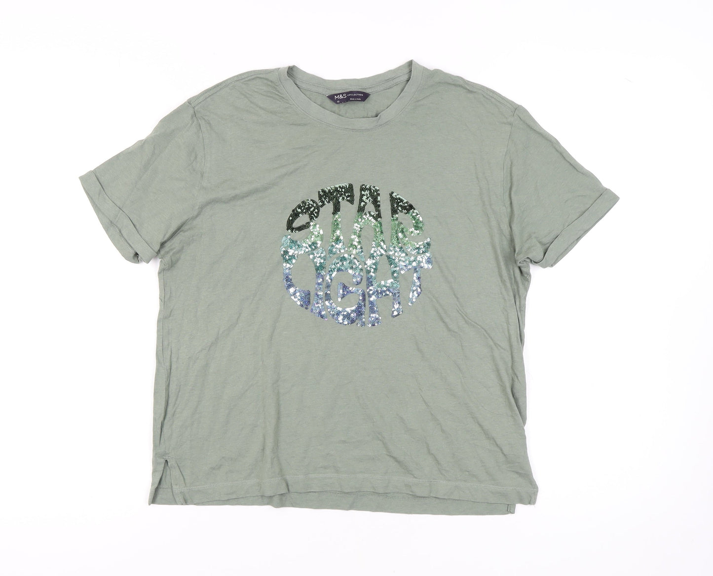 Womens UK Size 12 Marks and Spencer Green Basic T-Shirt