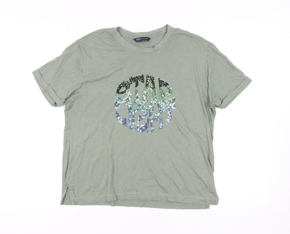 Womens UK Size 12 Marks and Spencer Green Basic T-Shirt