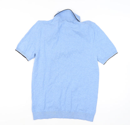Marks and Spencer Men's Blue Polo Shirt, Size S, Short Sleeve