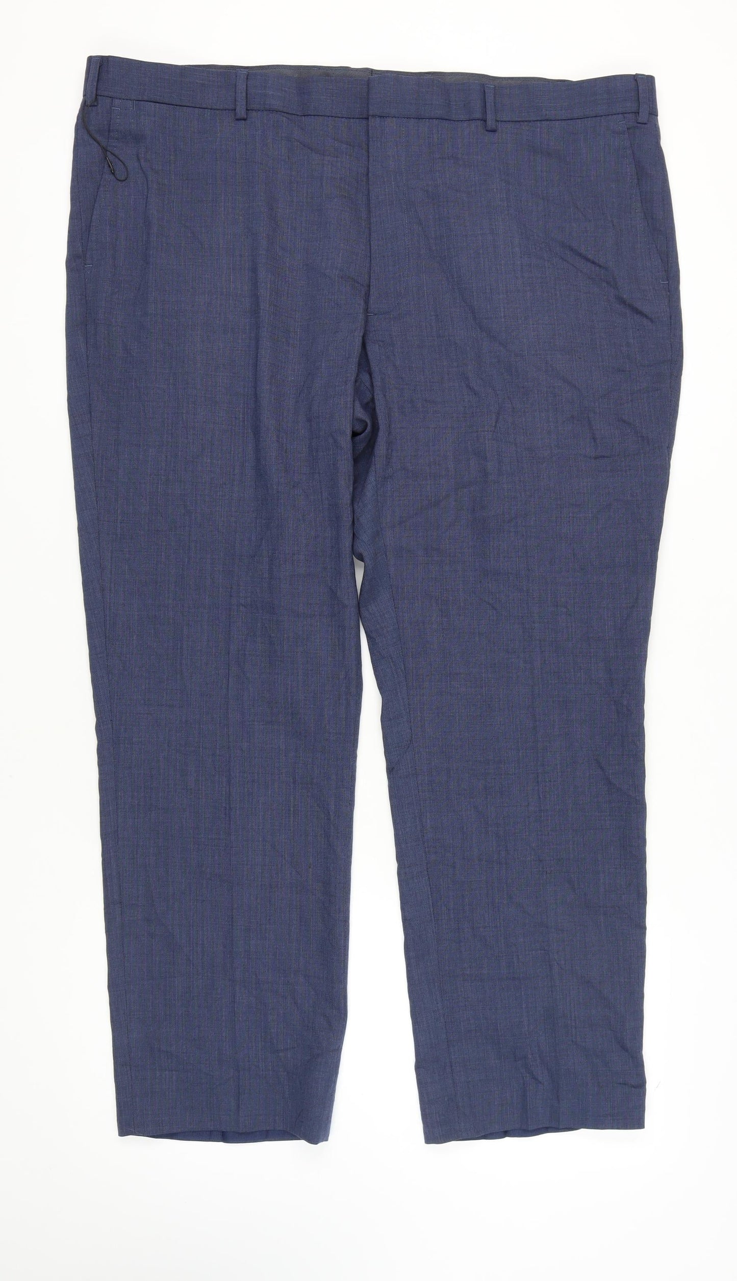 M&S Men's Blue Regular Fit Wool Blend Trousers 46