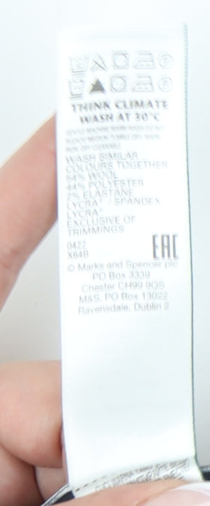 M&S Men's Blue Regular Fit Wool Blend Trousers 46