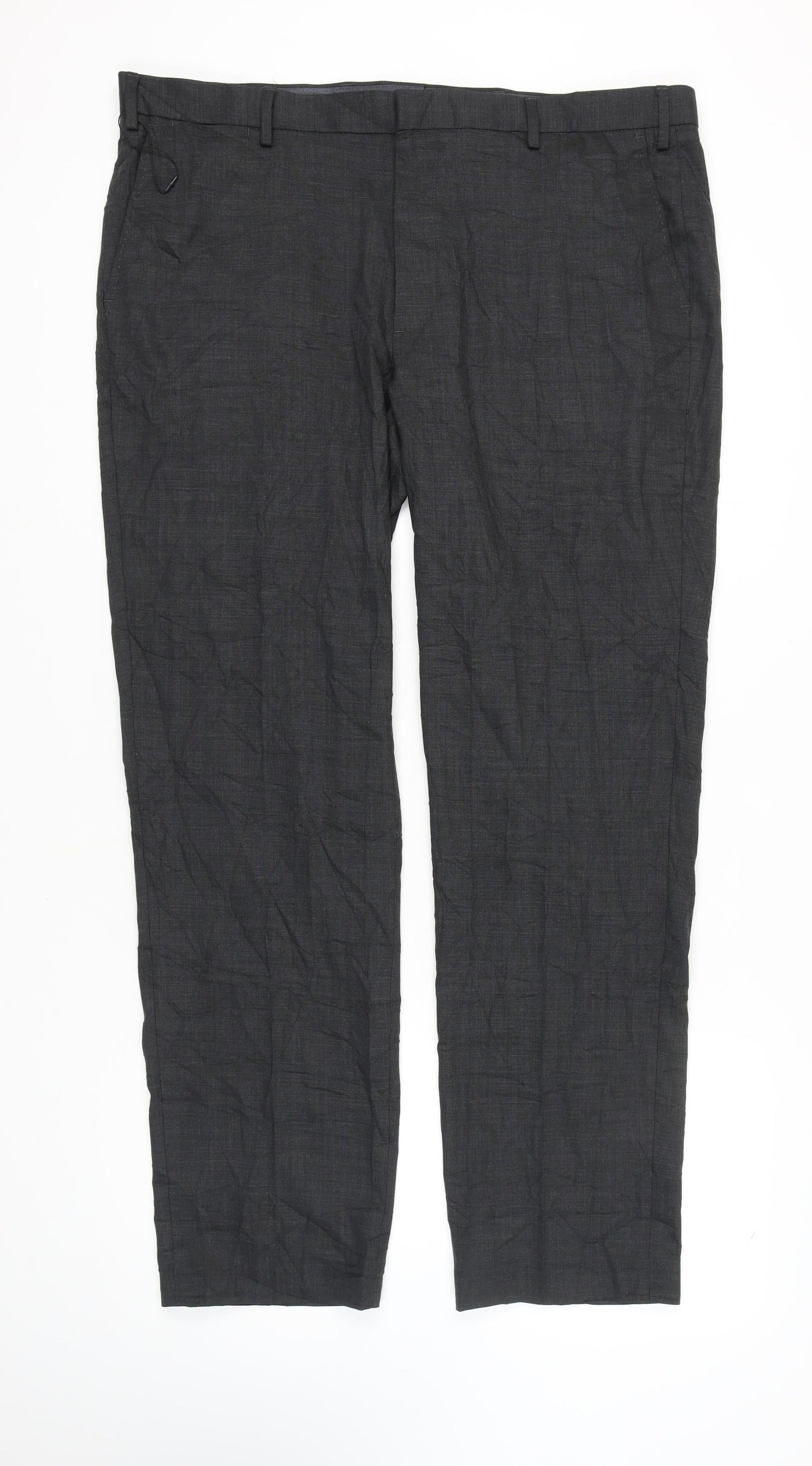 Marks and Spencer Men's Grey Regular Fit Trousers, Size 42