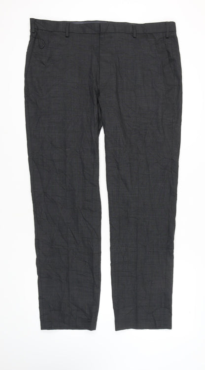 Marks and Spencer Men's Grey Regular Fit Trousers, Size 42