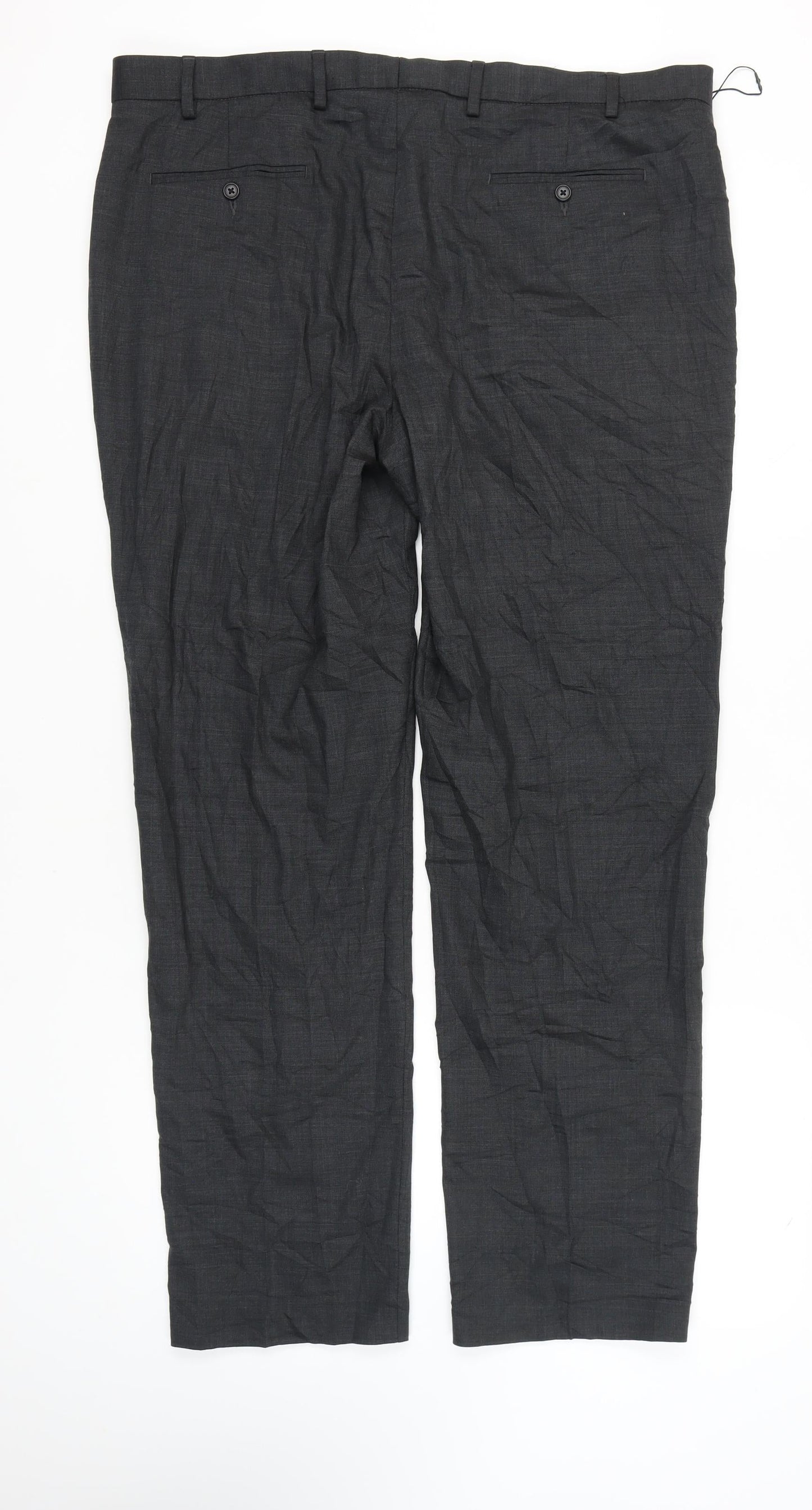 Marks and Spencer Men's Grey Regular Fit Trousers, Size 42