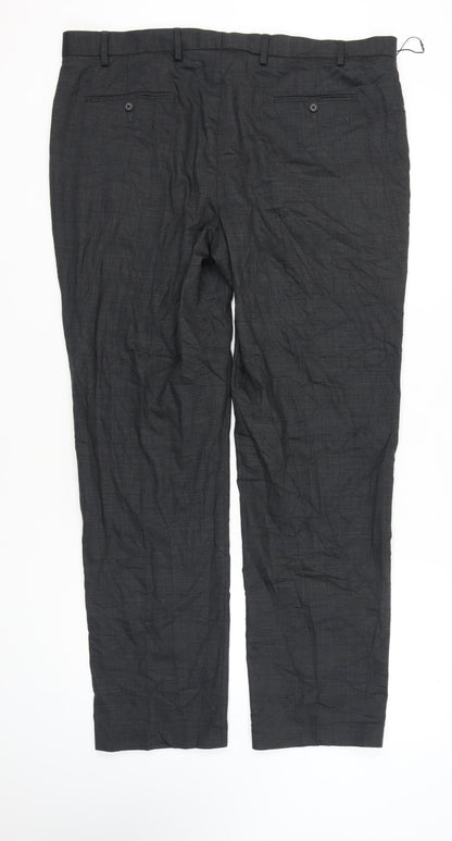 Marks and Spencer Men's Grey Regular Fit Trousers, Size 42