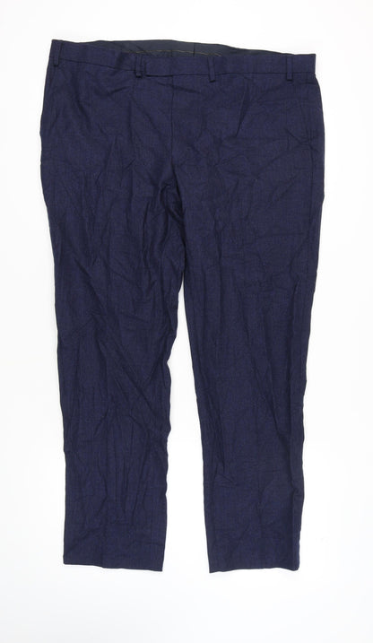 Marks and Spencer Men's Blue Wool Trousers, Size 42 REG