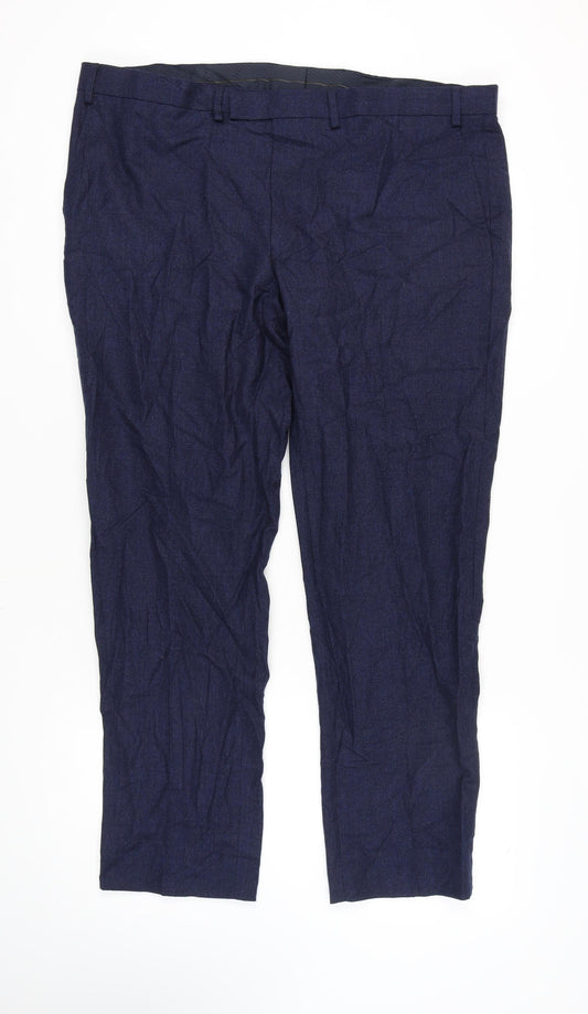 Marks and Spencer Men's Blue Wool Trousers, Size 42 REG
