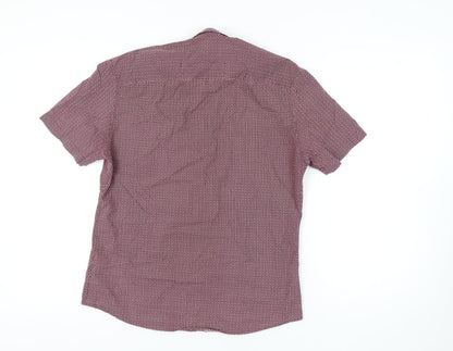 River Island Men's Geometric Red Button-Up Shirt M